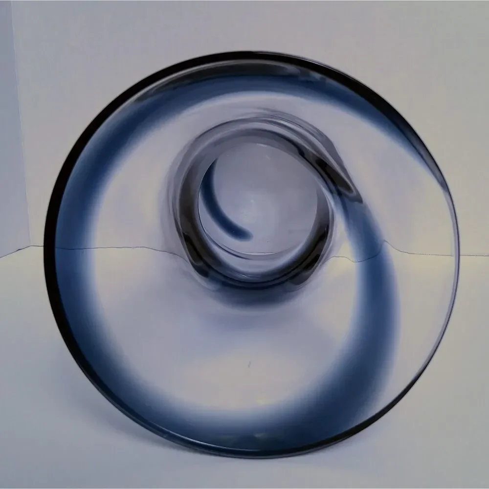 Anne Nilsson Blue Swirl Diabolo Art Glass Vase - 12
